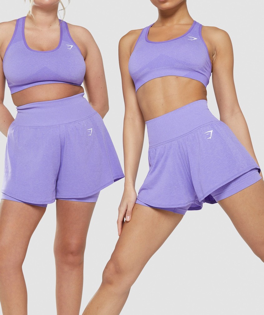 Light Purple Women's Gymshark Vital Seamless 2.0 2-in-1 Shorts | USA-45906