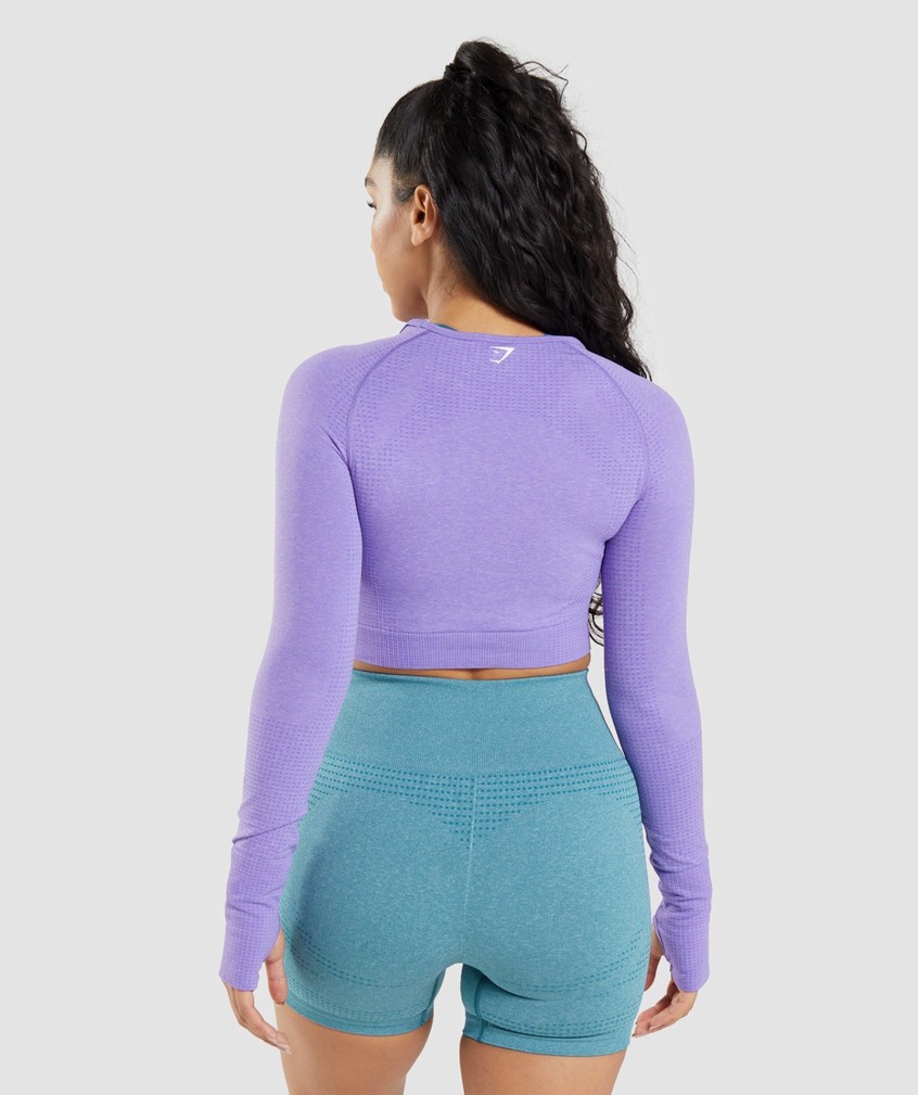 Light Purple Women's Gymshark Vital Seamless 2.0 Long Sleeve Crop Top T-Shirts | USA-62718