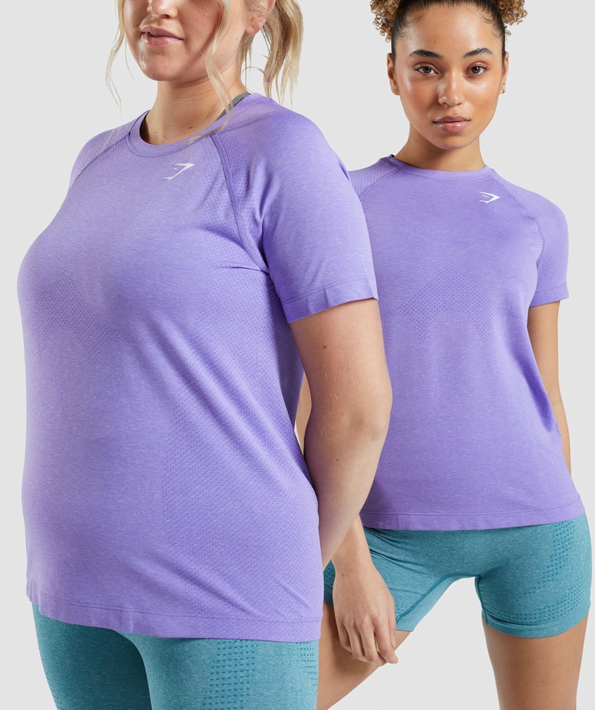 Light Purple Women's Gymshark Vital Seamless 2.0 Light T-Shirts | USA-84306