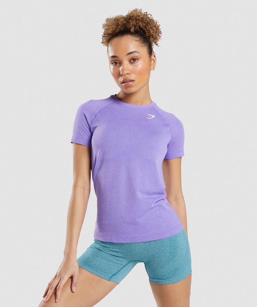 Light Purple Women\'s Gymshark Vital Seamless 2.0 Light T-Shirts | USA-84306