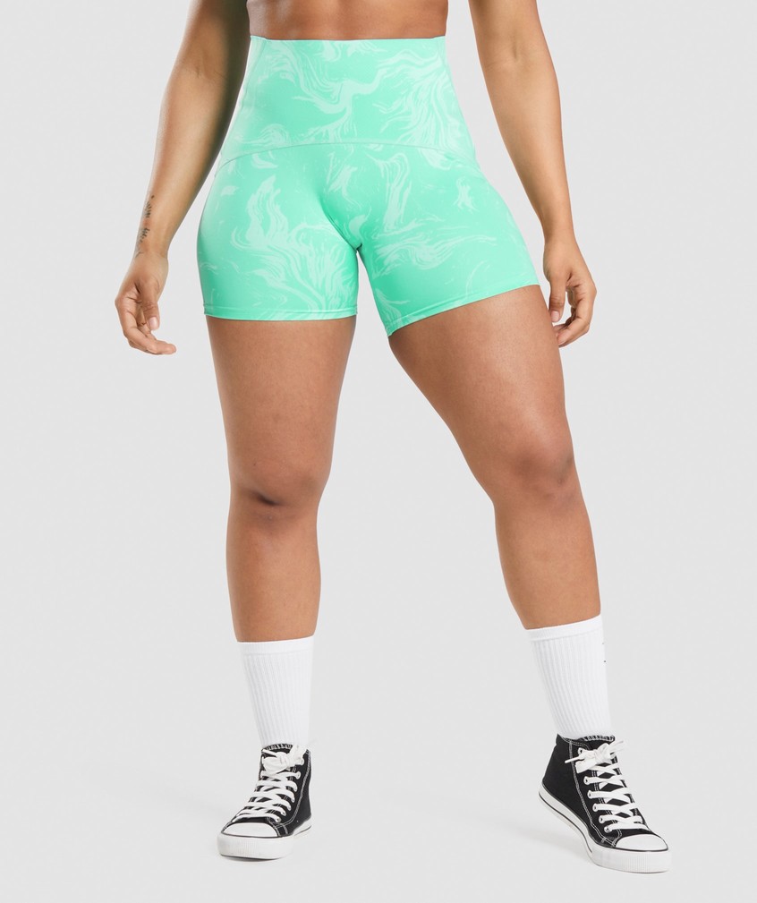 Light Turquoise Women\'s Gymshark GS Power High Rise Shorts | USA-53204