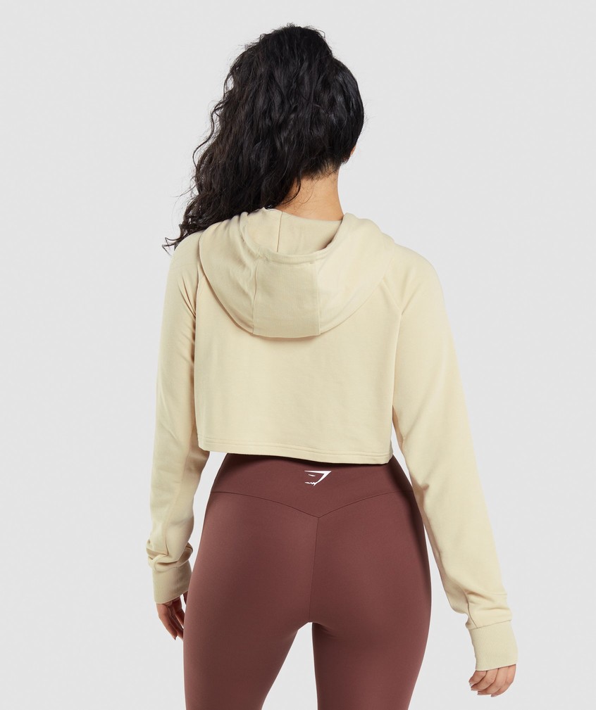 Light Yellow Brown Women's Gymshark Training Cropped Hoodie | USA-58904