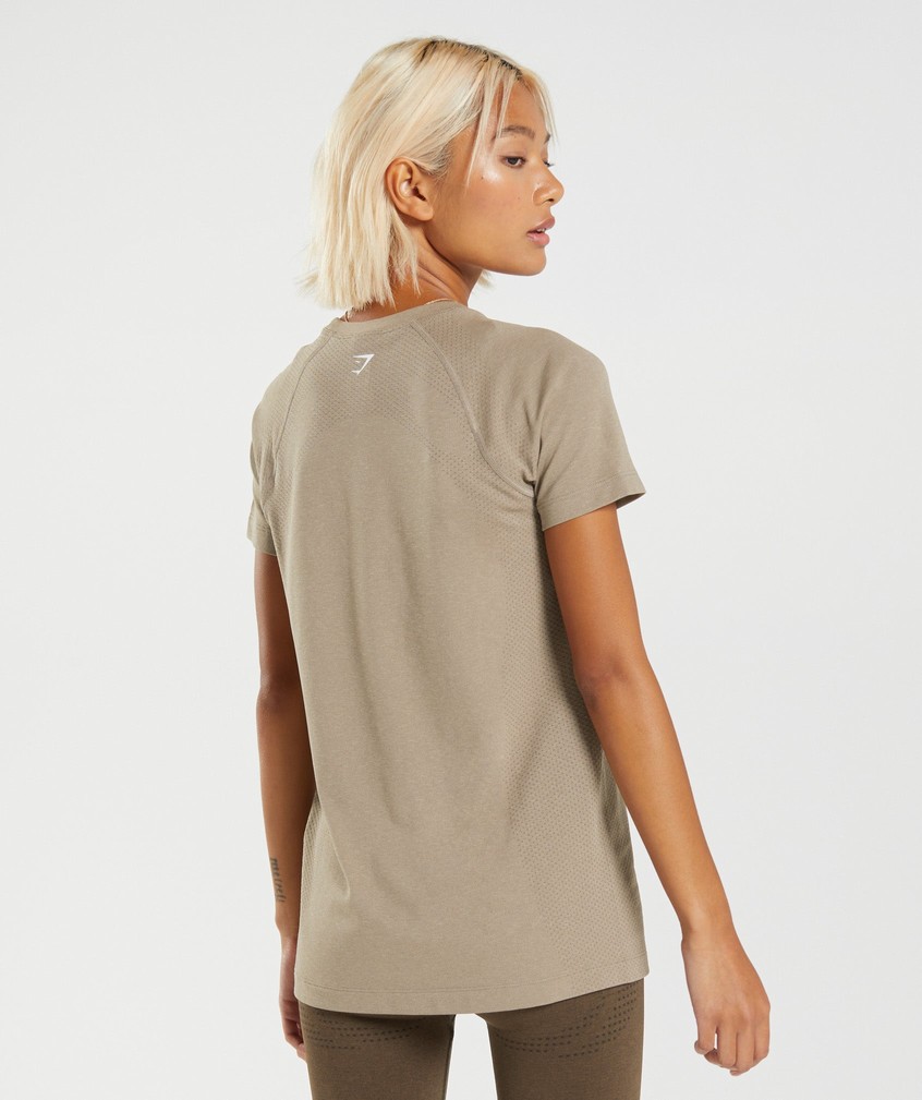 Light Yellow Brown Women's Gymshark Vital Seamless 2.0 Light T-Shirts | USA-24901