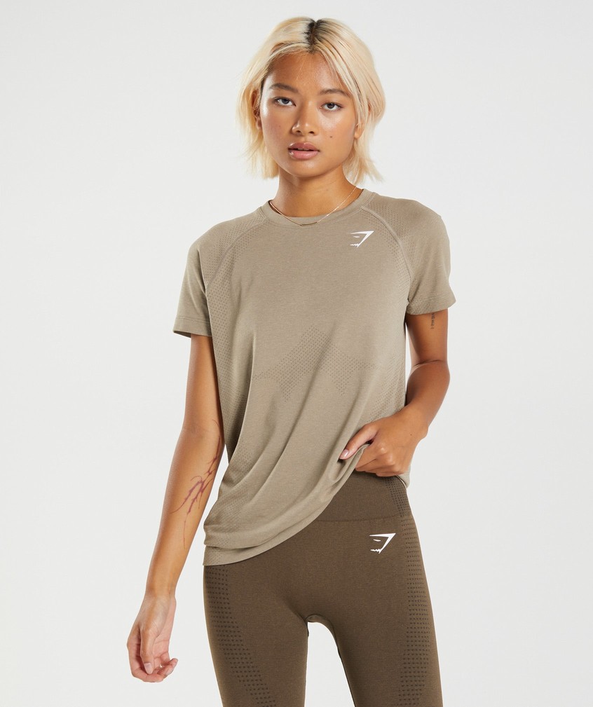 Light Yellow Brown Women's Gymshark Vital Seamless 2.0 Light T-Shirts | USA-24901