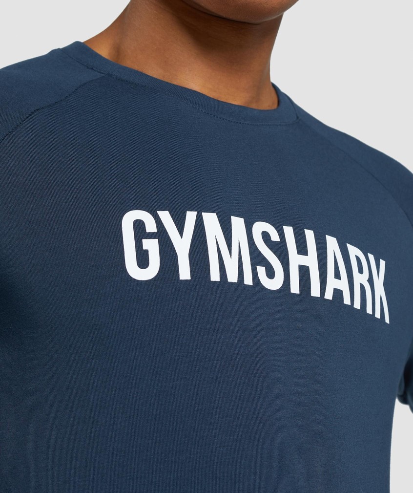 Navy Men's Gymshark Apollo Long Sleeve T-Shirts | USA-21496