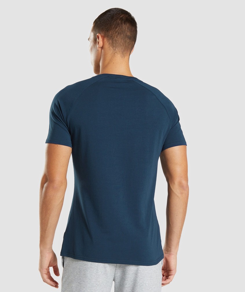 Navy Men's Gymshark Apollo T-Shirts | USA-52617