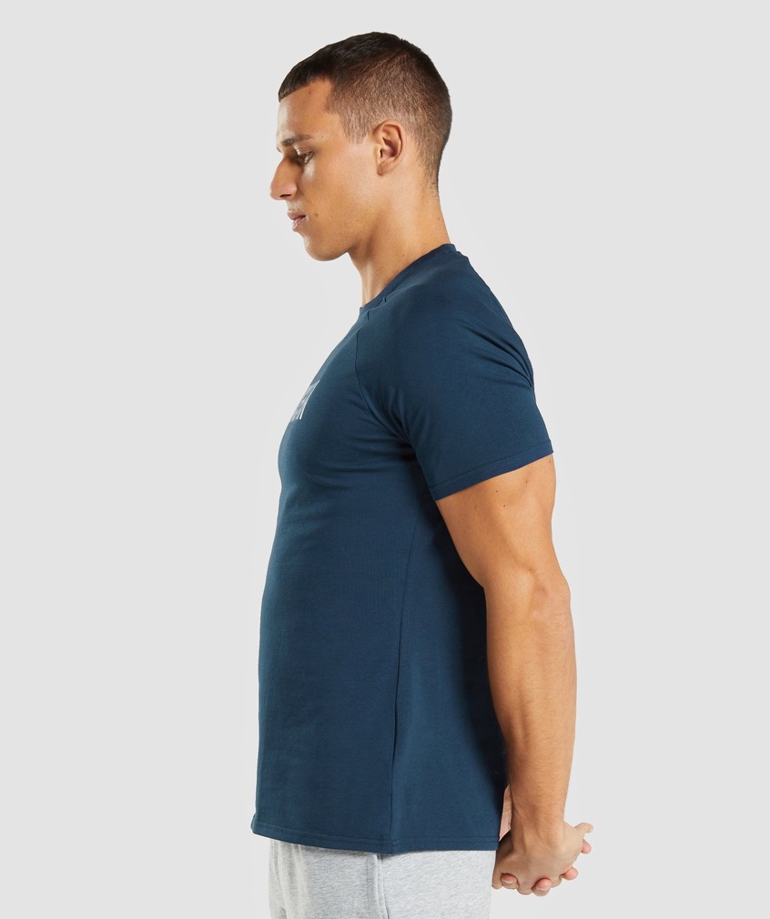 Navy Men's Gymshark Apollo T-Shirts | USA-52617