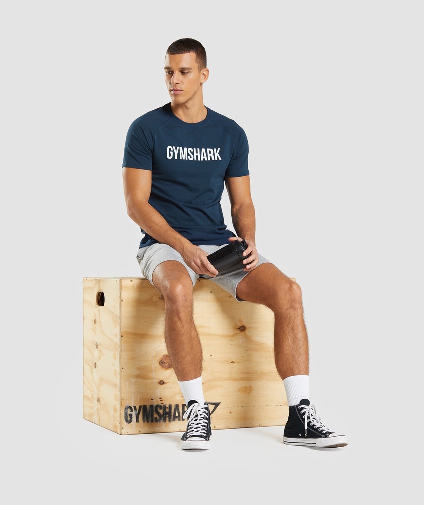 Navy Men's Gymshark Apollo T-Shirts | USA-52617