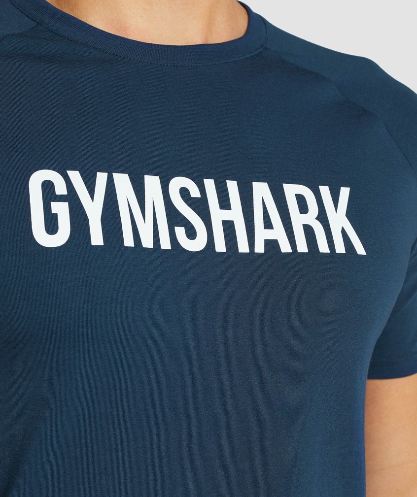 Navy Men's Gymshark Apollo T-Shirts | USA-52617