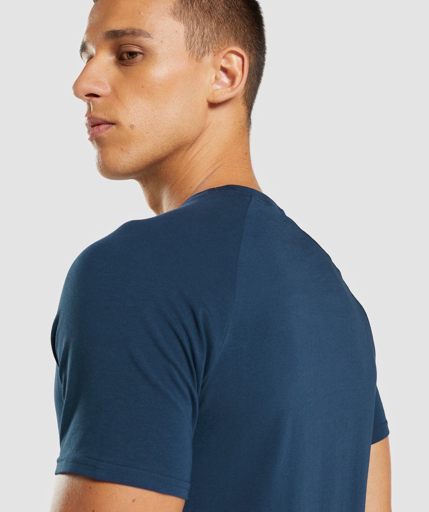 Navy Men's Gymshark Apollo T-Shirts | USA-52617