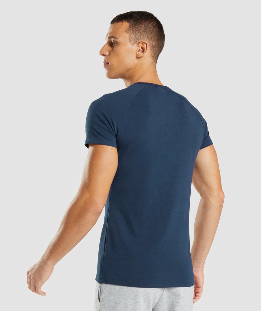 Navy Men's Gymshark Apollo T-Shirts | USA-74689