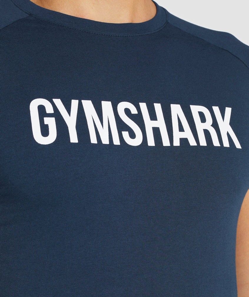 Navy Men's Gymshark Apollo T-Shirts | USA-74689