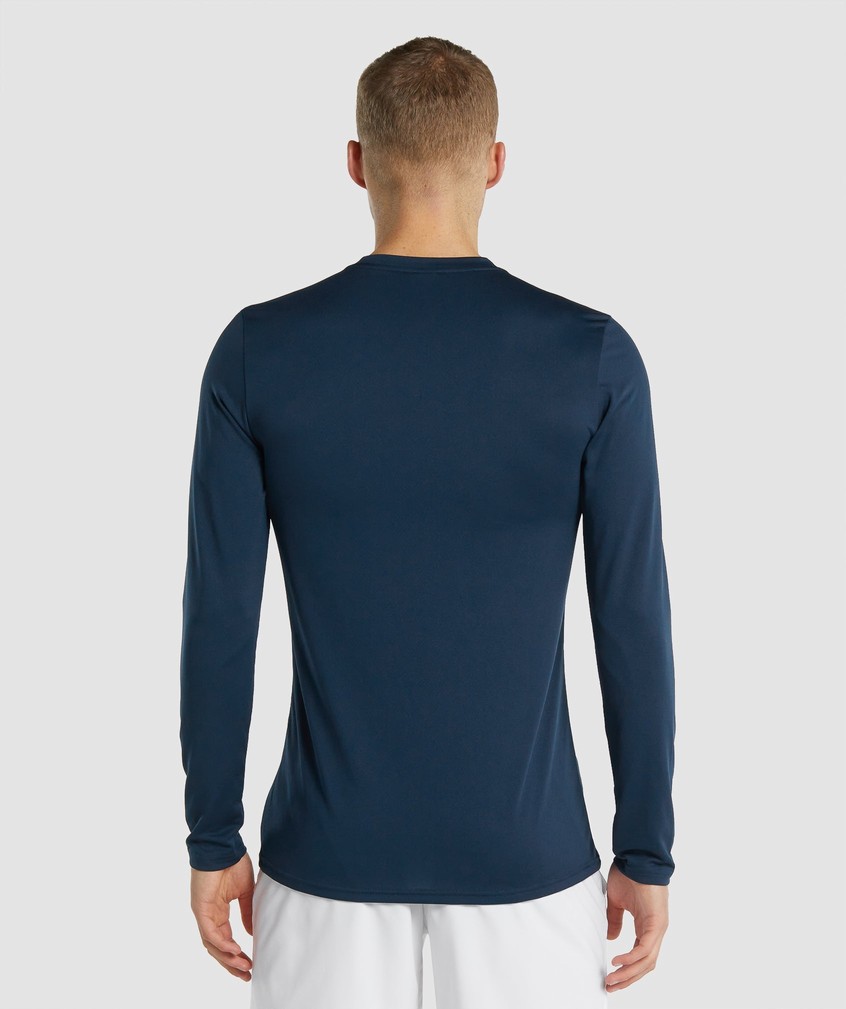 Navy Men's Gymshark Arrival Long Sleeve T-Shirts | USA-70594