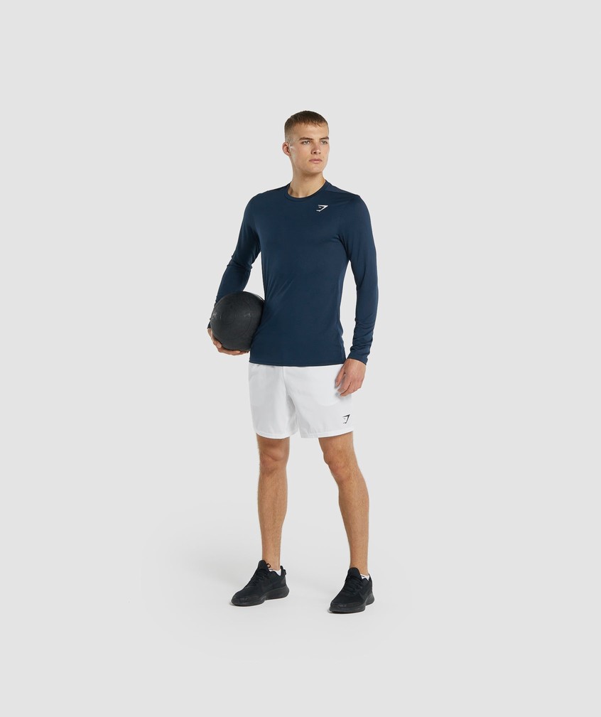 Navy Men's Gymshark Arrival Long Sleeve T-Shirts | USA-70594