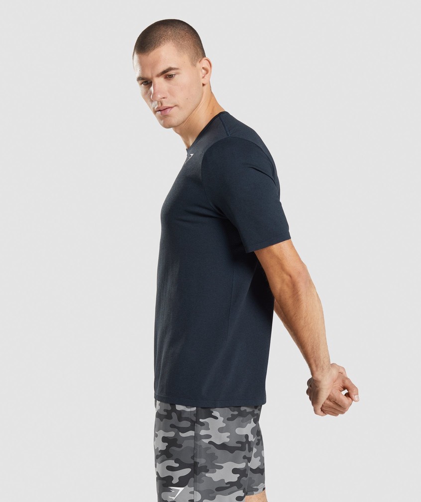 Navy Men's Gymshark Arrival Seamless T-Shirts | USA-58276