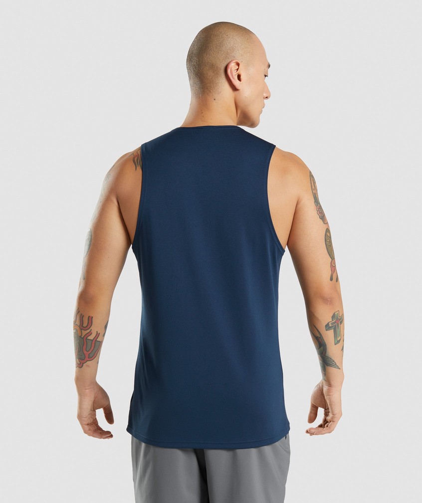 Navy Men's Gymshark Arrival Tank | USA-96145