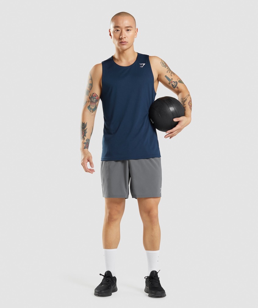 Navy Men's Gymshark Arrival Tank | USA-96145