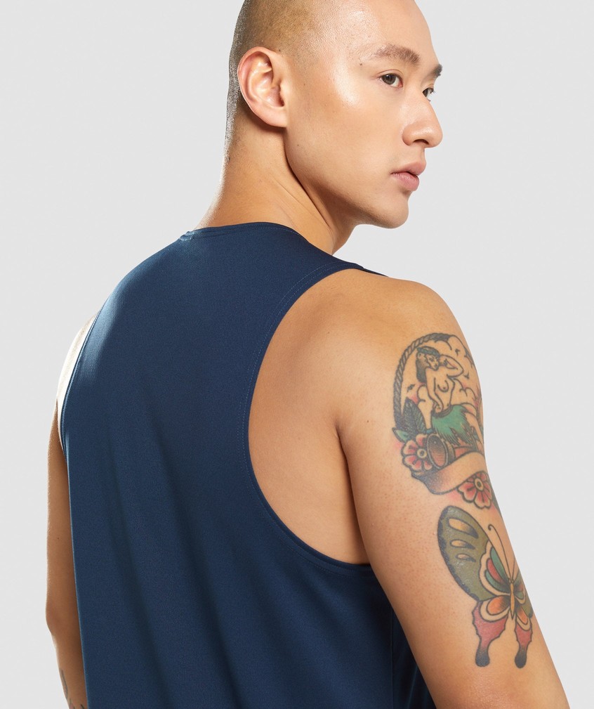 Navy Men's Gymshark Arrival Tank | USA-96145