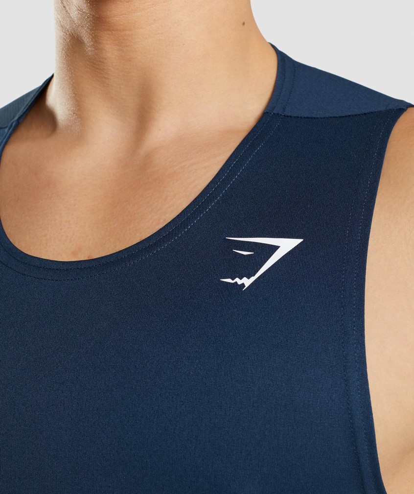 Navy Men's Gymshark Arrival Tank | USA-96145