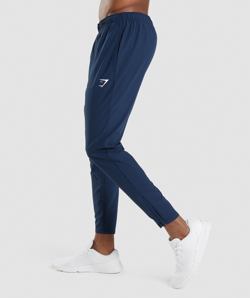 Navy Men's Gymshark Arrival Woven Joggers | USA-49075