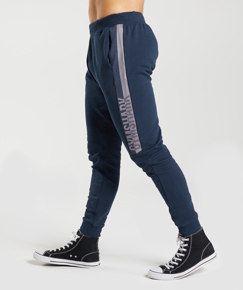 Navy Men's Gymshark Bold React Joggers | USA-76289