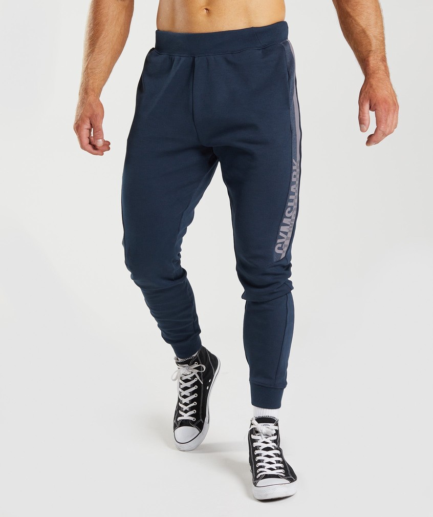 Navy Men\'s Gymshark Bold React Joggers | USA-76289