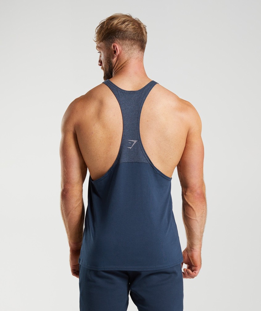 Navy Men's Gymshark Bold React Stringer | USA-36890