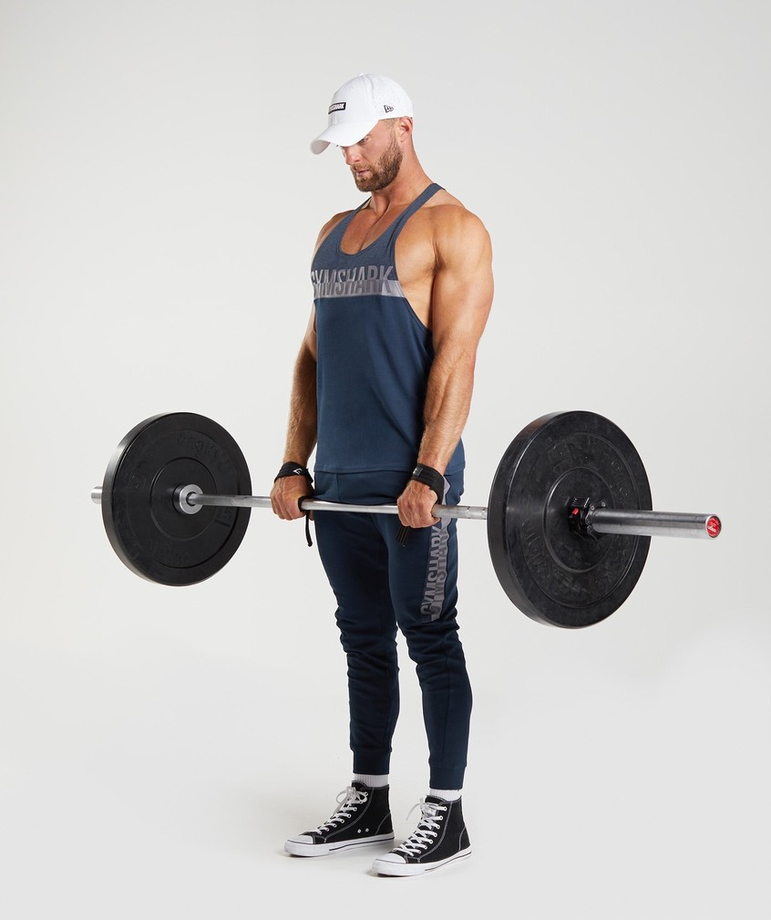 Navy Men's Gymshark Bold React Stringer | USA-36890