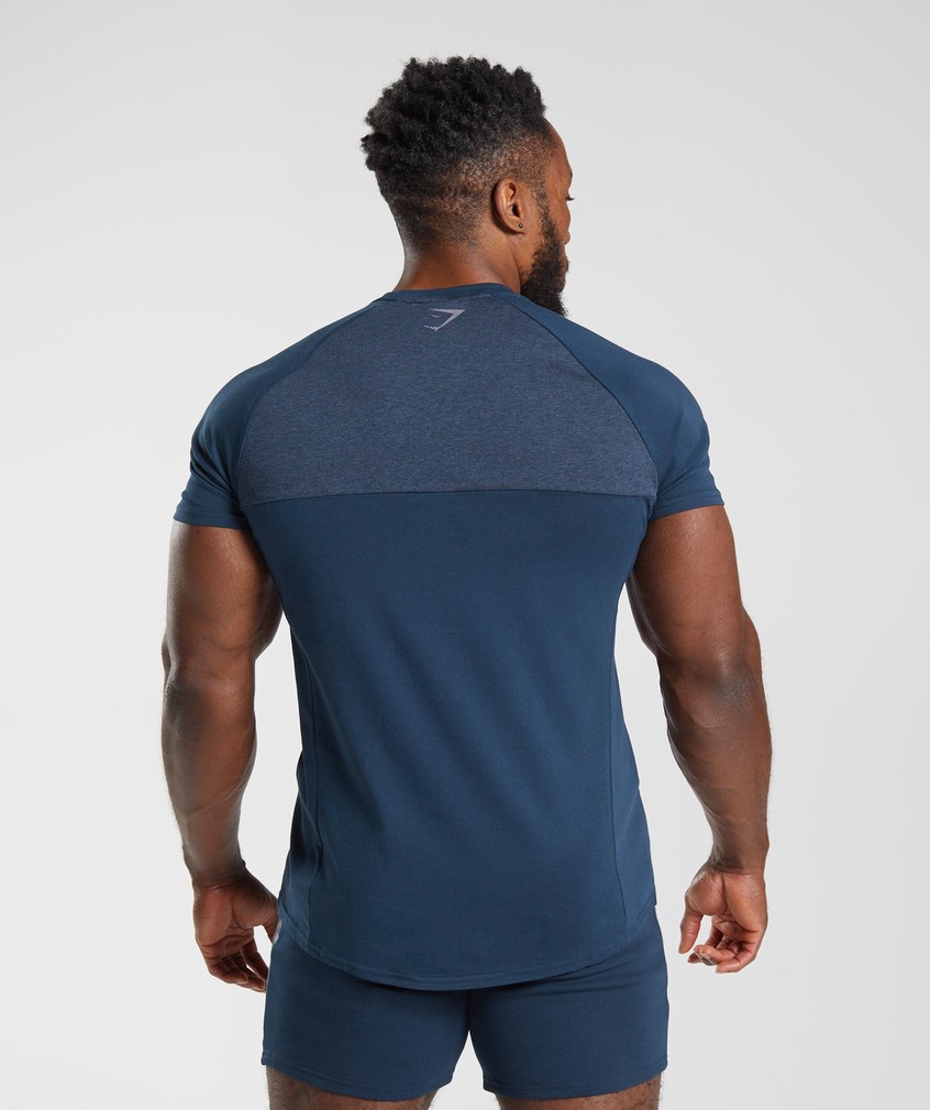 Navy Men's Gymshark Bold React T-Shirts | USA-69137