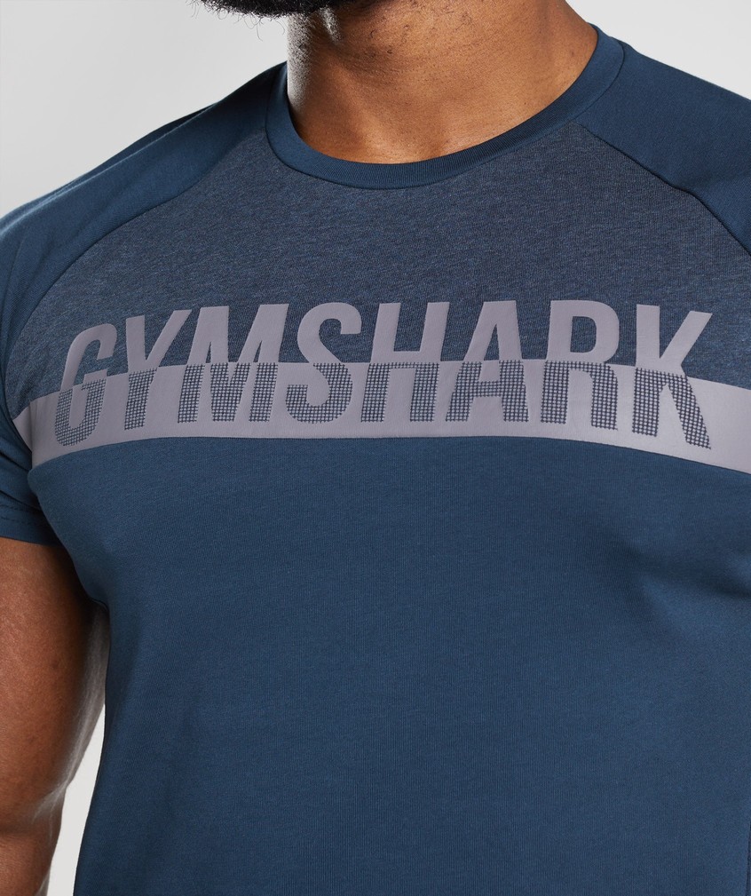 Navy Men's Gymshark Bold React T-Shirts | USA-69137