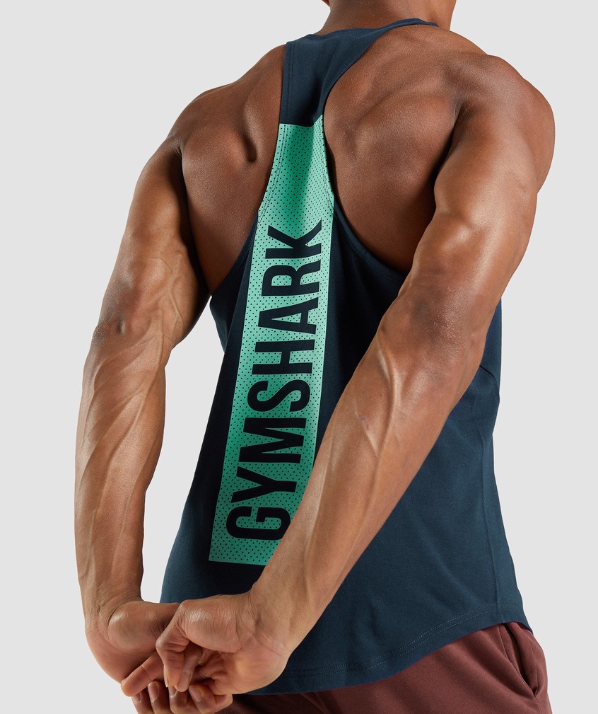 Navy Men's Gymshark Bold Stringer | USA-37084