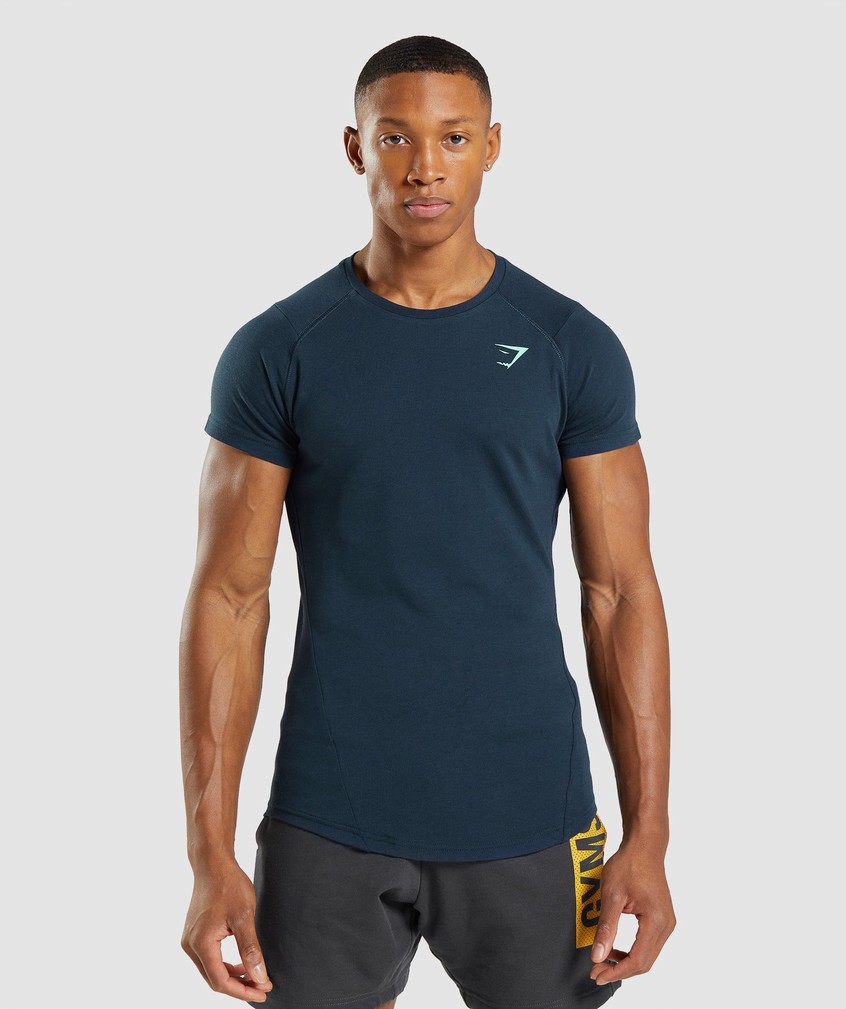 Navy Men's Gymshark Bold T-Shirts | USA-56918