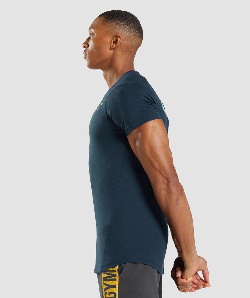 Navy Men's Gymshark Bold T-Shirts | USA-56918