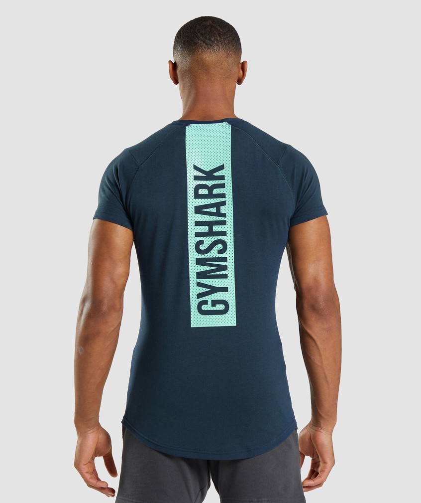 Navy Men\'s Gymshark Bold T-Shirts | USA-56918