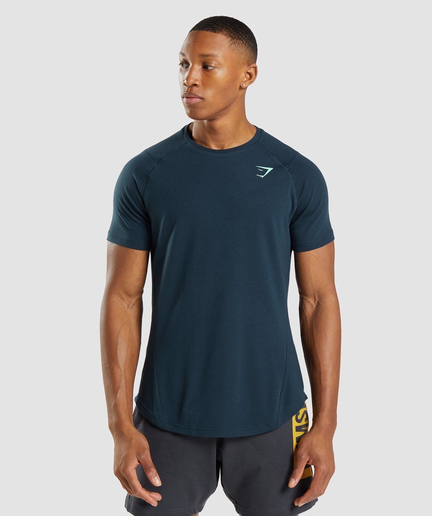 Navy Men's Gymshark Bold T-Shirts | USA-76385