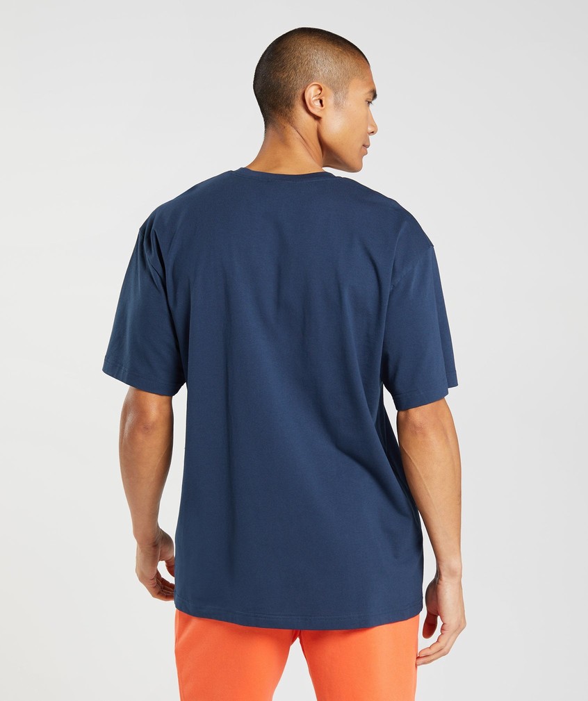 Navy Men's Gymshark Bubble Print Oversized T-Shirts | USA-31907