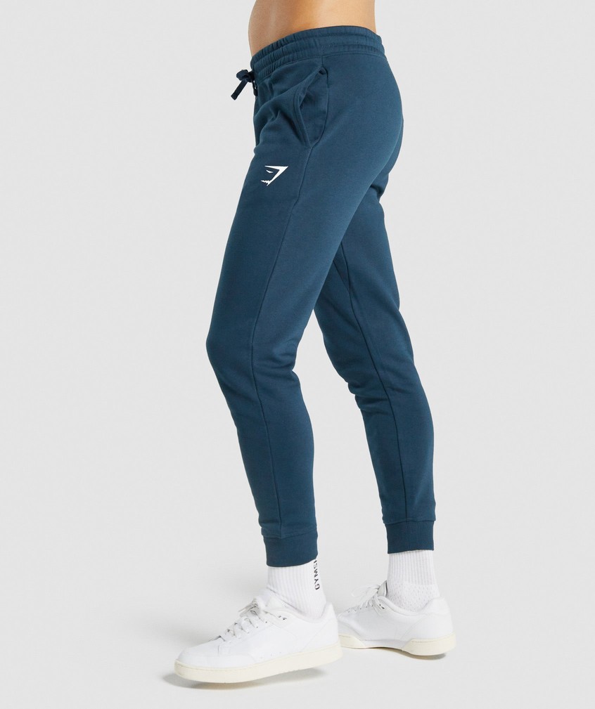 Navy Men's Gymshark Crest Joggers | USA-20465