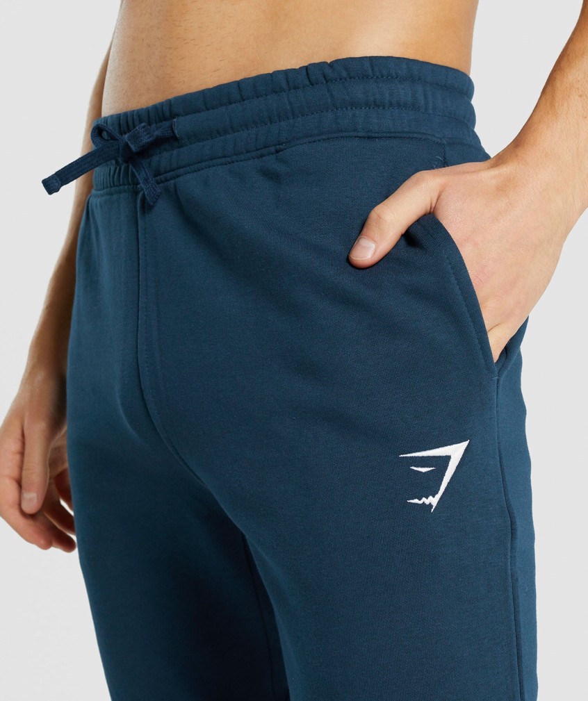 Navy Men's Gymshark Crest Joggers | USA-20465