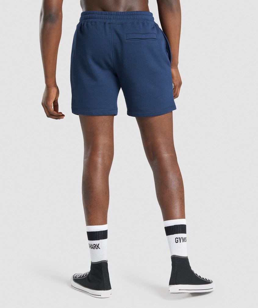 Navy Men's Gymshark Crest Shorts | USA-07213