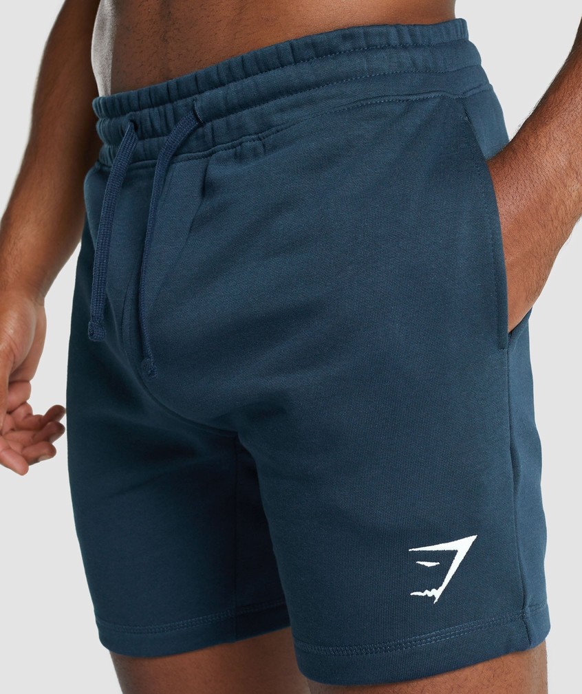 Navy Men's Gymshark Crest Shorts | USA-07213