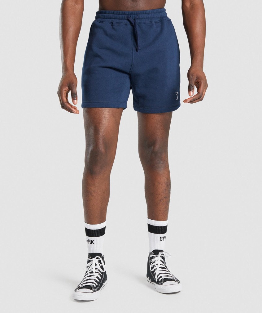 Navy Men\'s Gymshark Crest Shorts | USA-07213