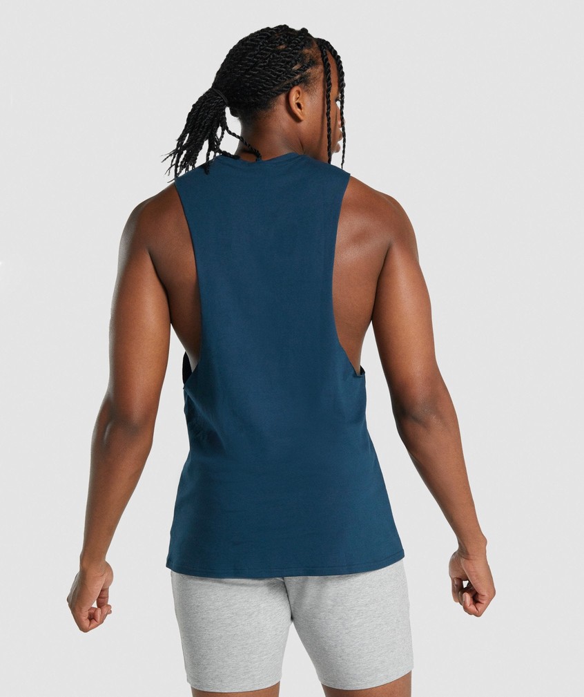 Navy Men's Gymshark Critical 2.0 Drop Arm Tank | USA-54621