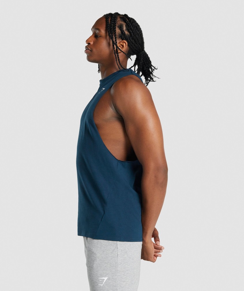 Navy Men's Gymshark Critical 2.0 Drop Arm Tank | USA-54621