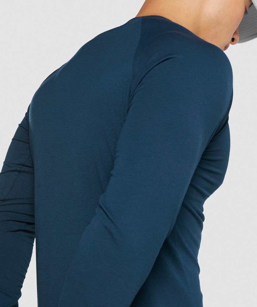 Navy Men's Gymshark Critical 2.0 Long Sleeve T-Shirts | USA-07642