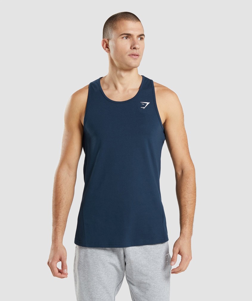 Navy Men\'s Gymshark Critical 2.0 Tank | USA-16708