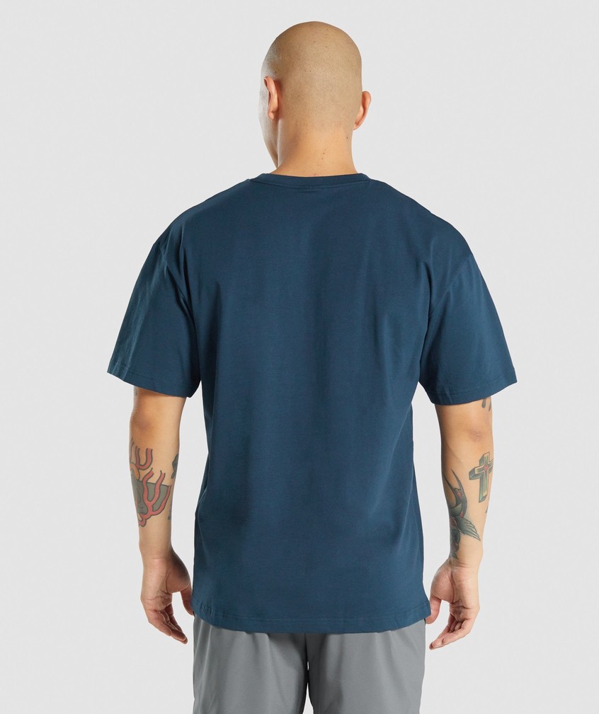 Navy Men's Gymshark Essential Oversized T-Shirts | USA-18657