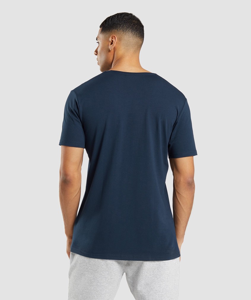 Navy Men's Gymshark Essential T-Shirts | USA-42730