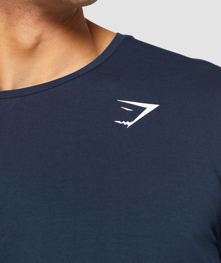 Navy Men's Gymshark Essential T-Shirts | USA-42730