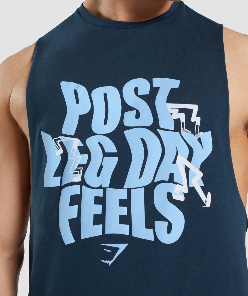 Navy Men's Gymshark Leg Day Drop Arm Tank | USA-98124