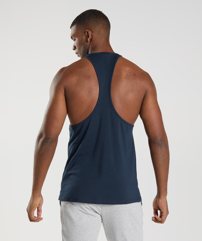 Navy Men's Gymshark Outline Stringer | USA-51862